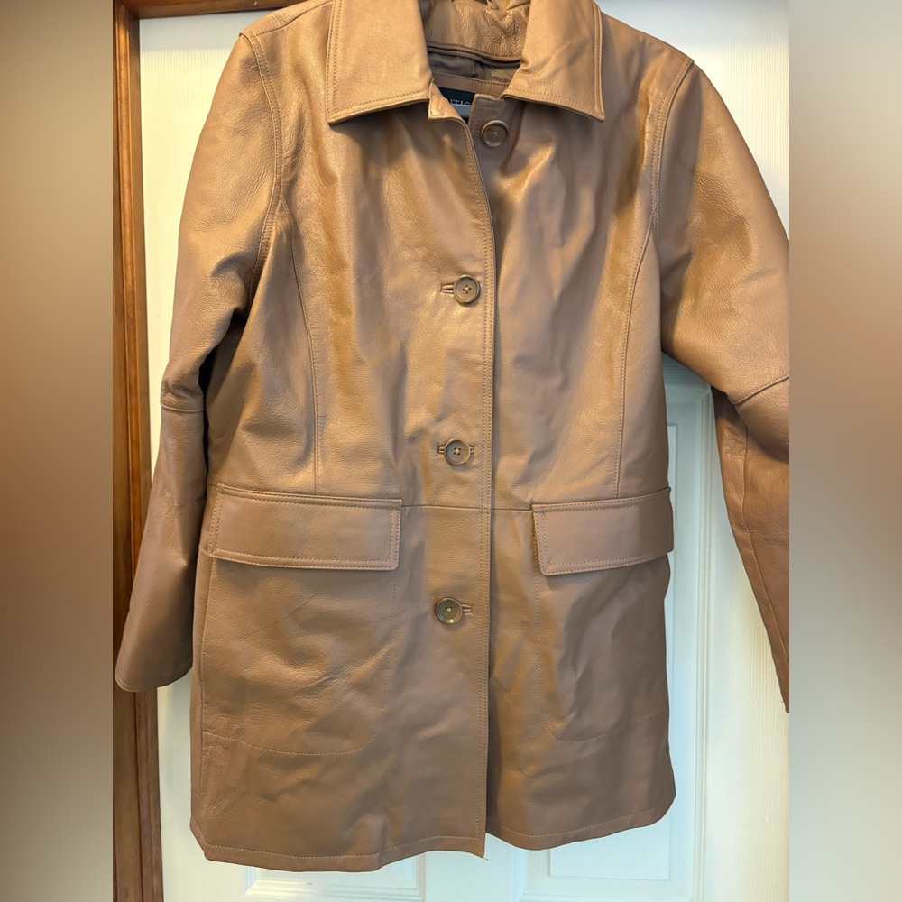 Centigrade Leather Tan Camel Coat Jacket Size Medium Vintage